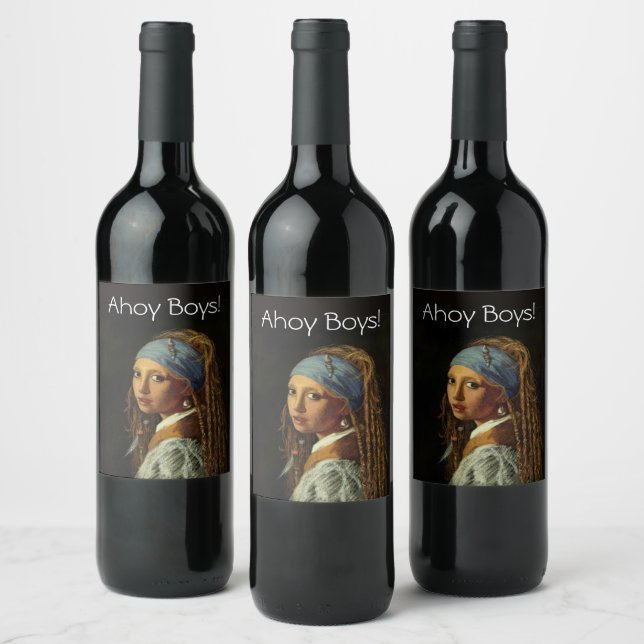 Girl with a Pearl Earring Parody Wine Label (Bottles)