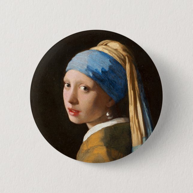 Girl with a Pearl Earring Portrait Painting 6 Cm Round Badge (Front)