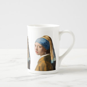 Girl with a Pearl Earring Portrait Painting Bone China Mug