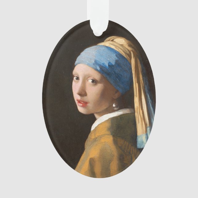 Girl with a Pearl Earring Portrait Painting Ornament (Front)