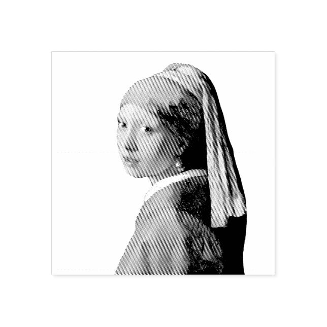 Girl with a Pearl Earring Portrait Painting Rubber Stamp (Imprint)
