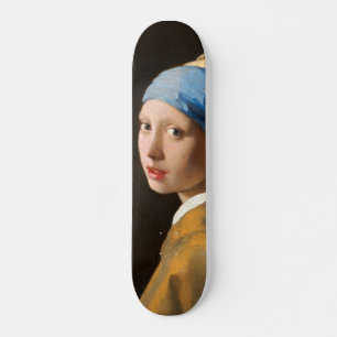 Girl with a Pearl Earring Portrait Painting Skateboard