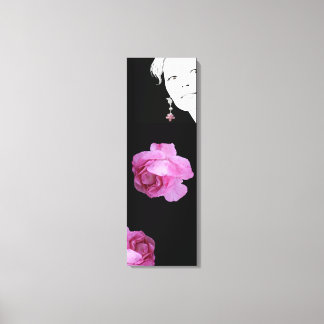 Girl with a pearl earring pretty pink rose floral canvas print