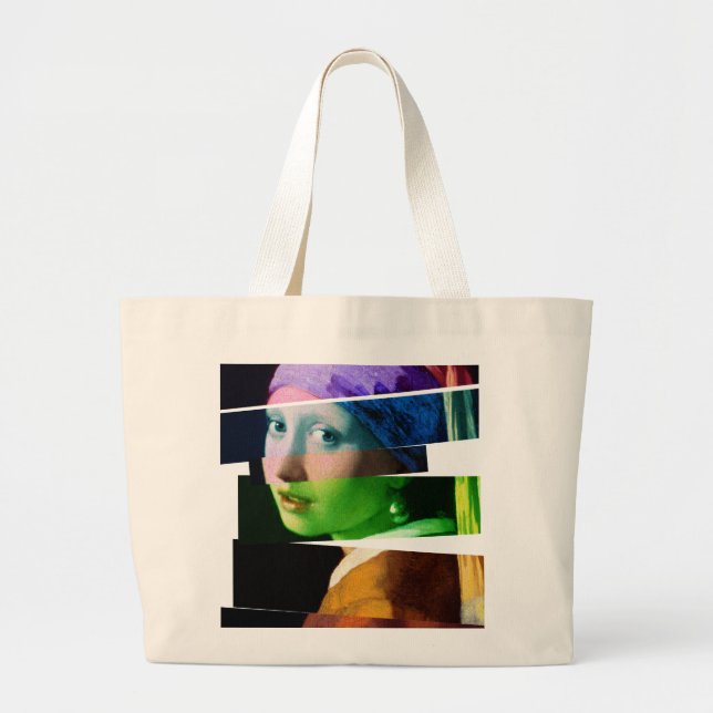 Girl with a pearl earring SPLICED Large Tote Bag (Front)