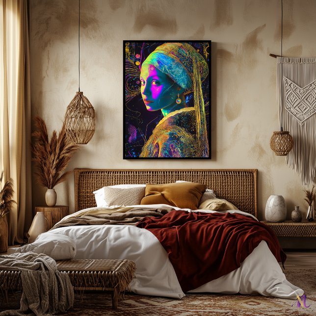 Girl with a Pearl Earring Synthwave Cyberpunk Art Poster (Creator Uploaded)
