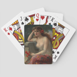Girl with a Poppy by Emile Vernon Playing Cards