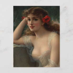 Girl with a Poppy Postcard