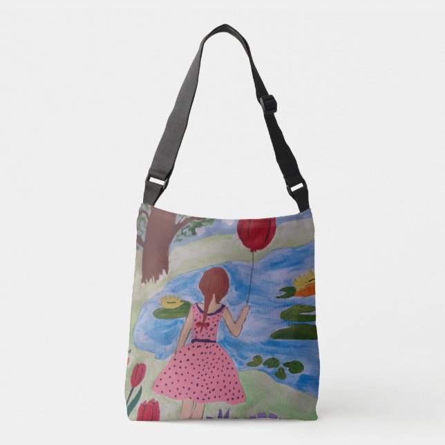 Girl With A Red Balloon Crossbody Bag (Front)
