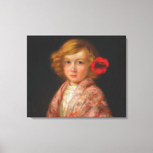 Girl With a Red Flower in Her Hair Canvas Print
