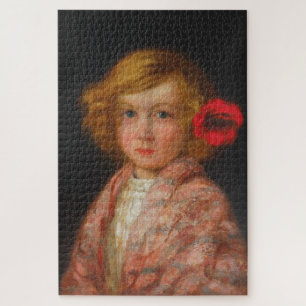 Girl With a Red Flower in Her Hair Jigsaw Puzzle