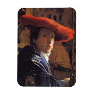 Girl with a Red Hat, c.1665 (oil on panel) Magnet