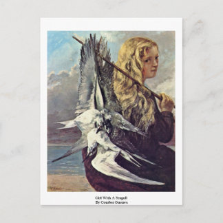 Girl With A Seagull By Courbet Gustave Postcard