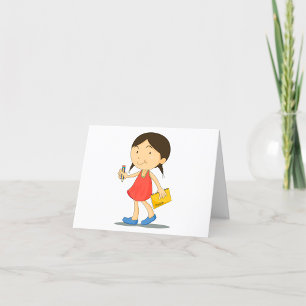 Girl With A Sketch Book Thank You Card