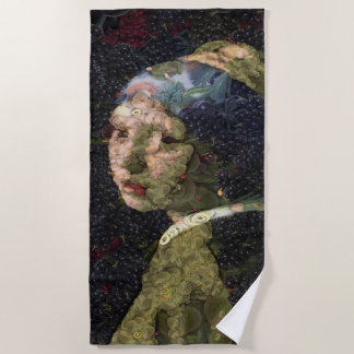 Girl With A Strawberry Earring Fine Art Spoof Beach Towel