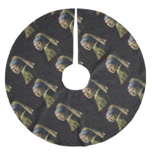 Girl With A Strawberry Earring Fine Art Spoof Brushed Polyester Tree Skirt