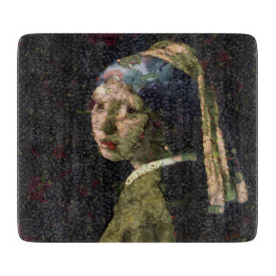 Girl With A Strawberry Earring Fine Art Spoof  Cutting Board