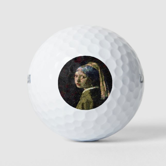 Girl With A Strawberry Earring Fine Art Spoof  Golf Balls (Front)