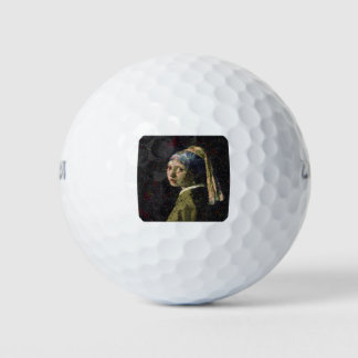 Girl With A Strawberry Earring Fine Art Spoof Golf Balls