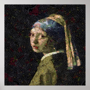Girl With A Strawberry Earring Fine Art Spoof  Poster