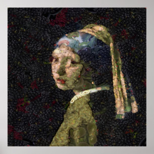 Girl With A Strawberry Earring Fine Art Spoof Poster