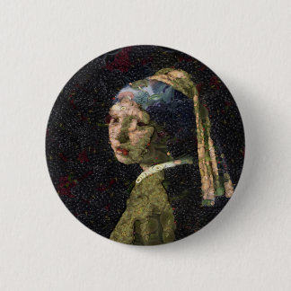 Girl With A Strawberry Earring Vegetable Decoupage 6 Cm Round Badge