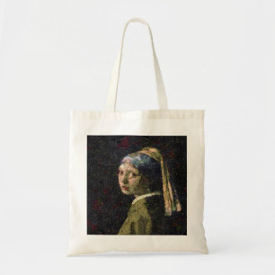 Girl With A Strawberry Earring Vegetable Decoupage Tote Bag