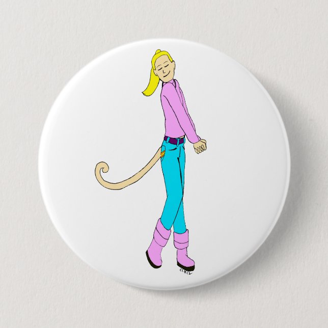 girl with a tail 7.5 cm round badge (Front)