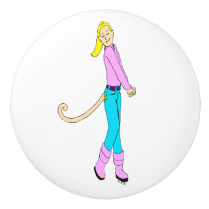 girl with a tail ceramic knob