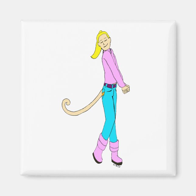girl with a tail  magnet (Front)