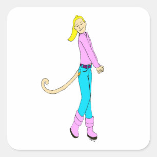 girl with a tail   square sticker