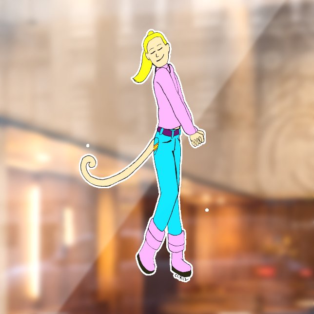 girl with a tail window cling (Sheet 2)