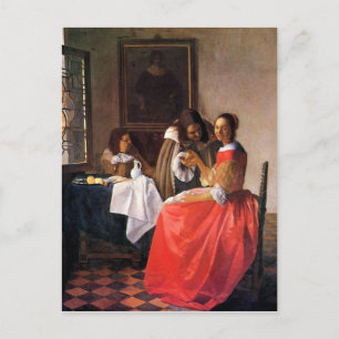 Girl with a wine glass by Johannes Vermeer Postcard