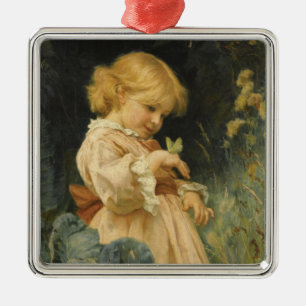 Girl with a Yellow Butterfly (by Frederick Morgan) Metal Tree Decoration