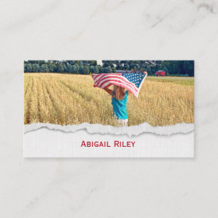 Girl with American Flag Business Card