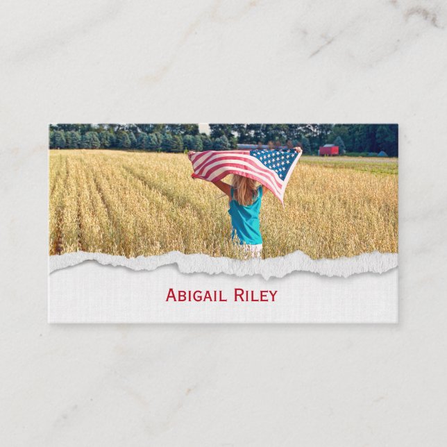 Girl with American Flag Business Card (Front)