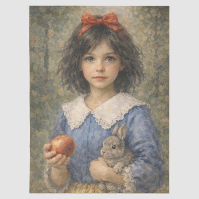 girl with apple and rabbit tissue paper (Front)