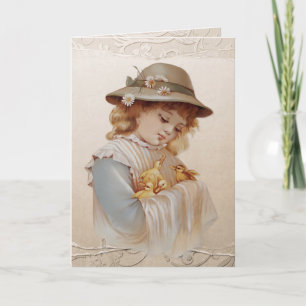 Girl with Baby Ducklings Holiday Card