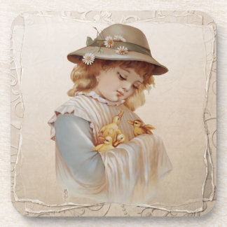 Girl with Baby Ducks Coaster
