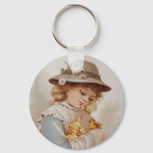 Girl with Baby Ducks Key Ring