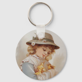 Girl with Baby Ducks Key Ring