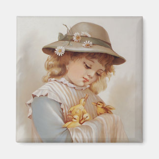 Girl with Baby Ducks Magnet