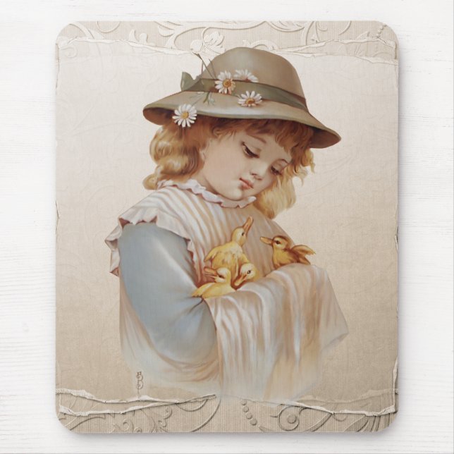 Girl with Baby Ducks Mouse Mat (Front)