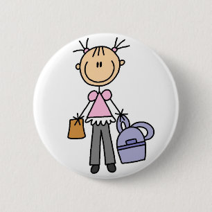 Girl With Backpack Button