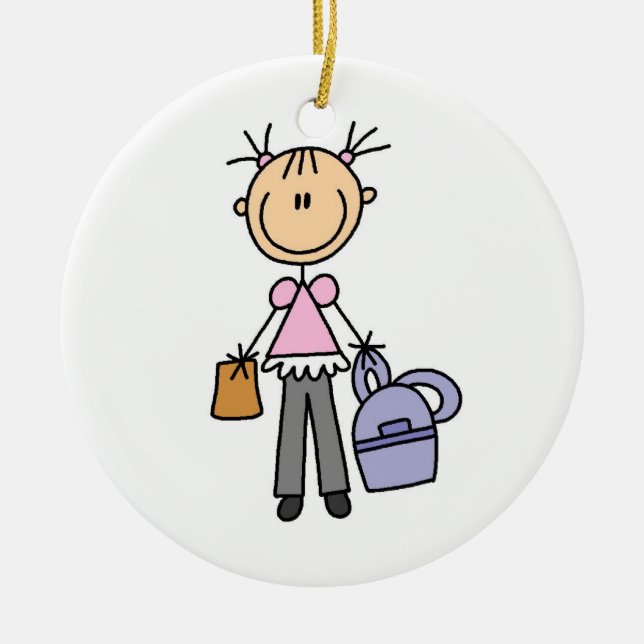 Girl With Backpack Ceramic Tree Decoration (Front)