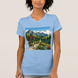 Girl with Backpack Hiking a Nature Trail T-Shirt