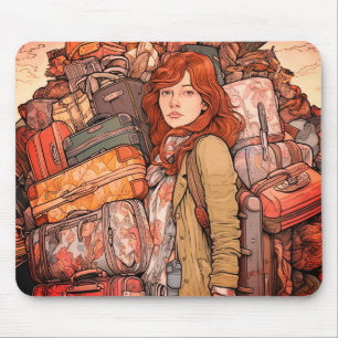 Girl with Baggage Mouse Mat