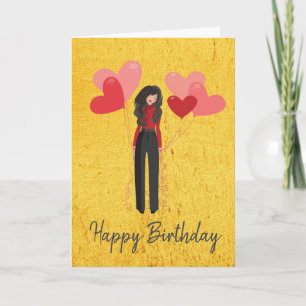 Girl with balloon whimsical card