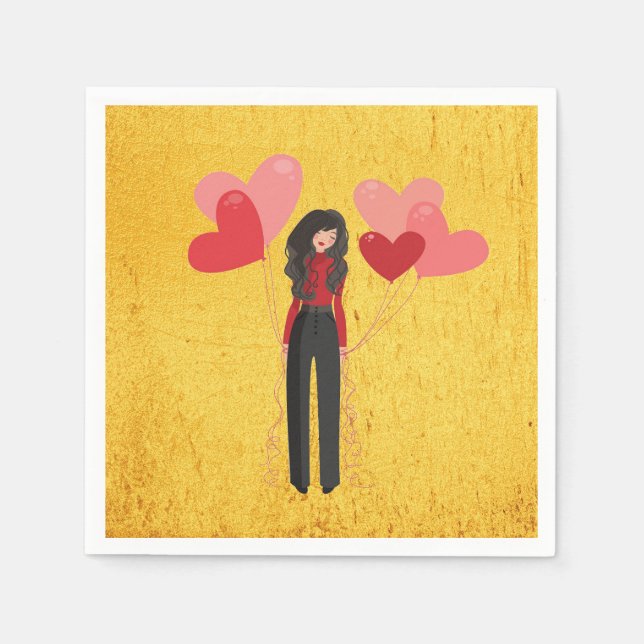 Girl with balloon whimsical napkin (Front)