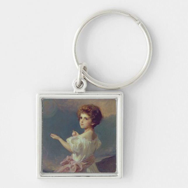 Girl with balloons key ring (Front)