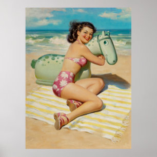 Girl with Beach Toy Pin Up Poster